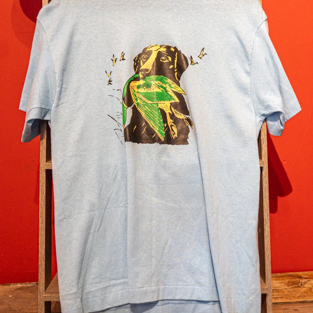 Vintage Black Labrador Retriever with Mallard Duck T-Shirt, Duck Hunting